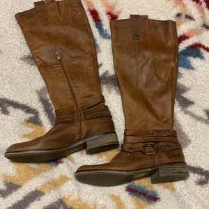 Knee High Biker Boots Strap Buckle Style Y2K Moto Grunge Festival Riding Mid Hee